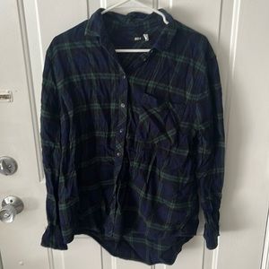 BDG navy and green flannel
